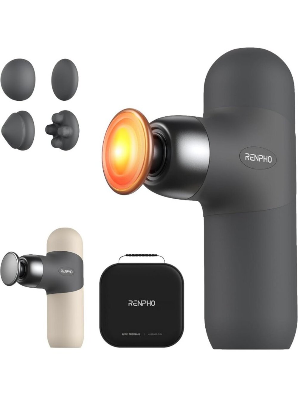 Mini Thermal Massage Gun with Heat, Silicone Casing, 4 Speed Settings - Relax